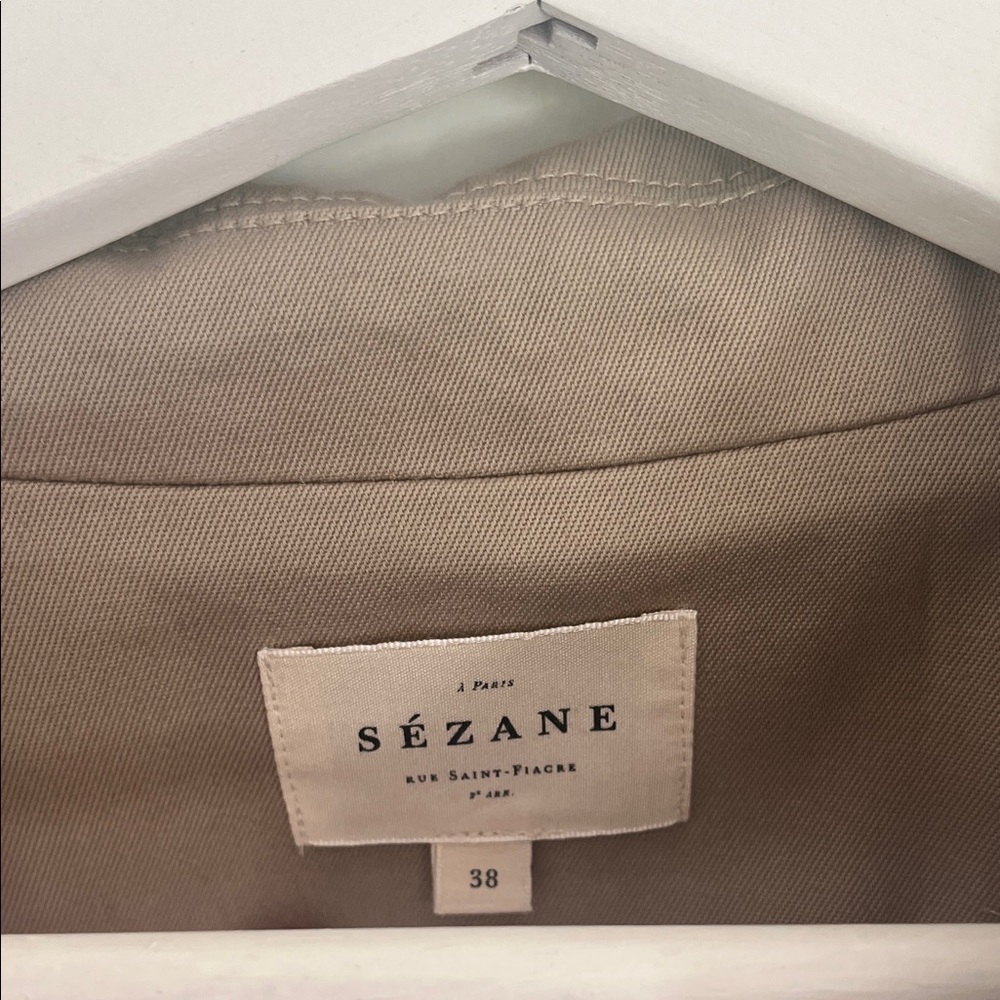 Sezane Tan Trench Coat with Checkered Details - Picture 2 of 2